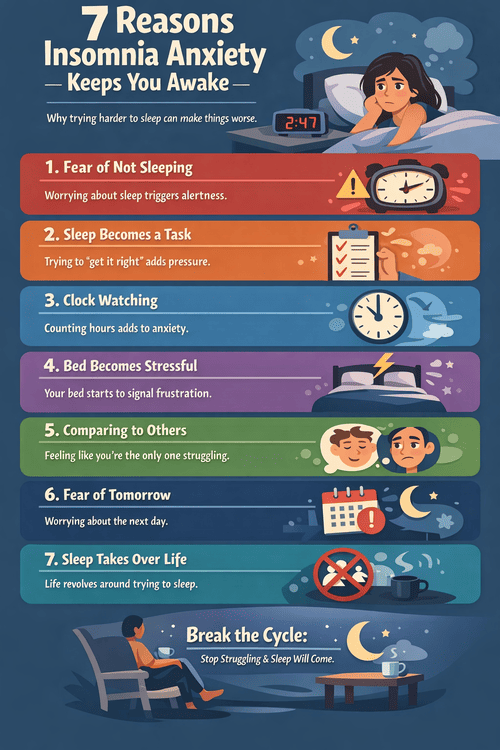 7 Reasons Insomnia Anxiety Makes Sleep Worse Infographic