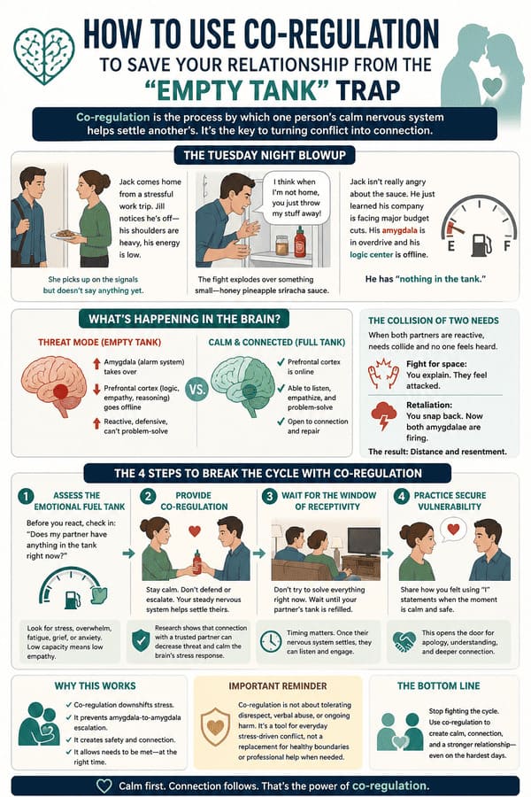 How to Use Co-Regulation to Save Your Relationship from the "Empty Tank" Trap Infographic